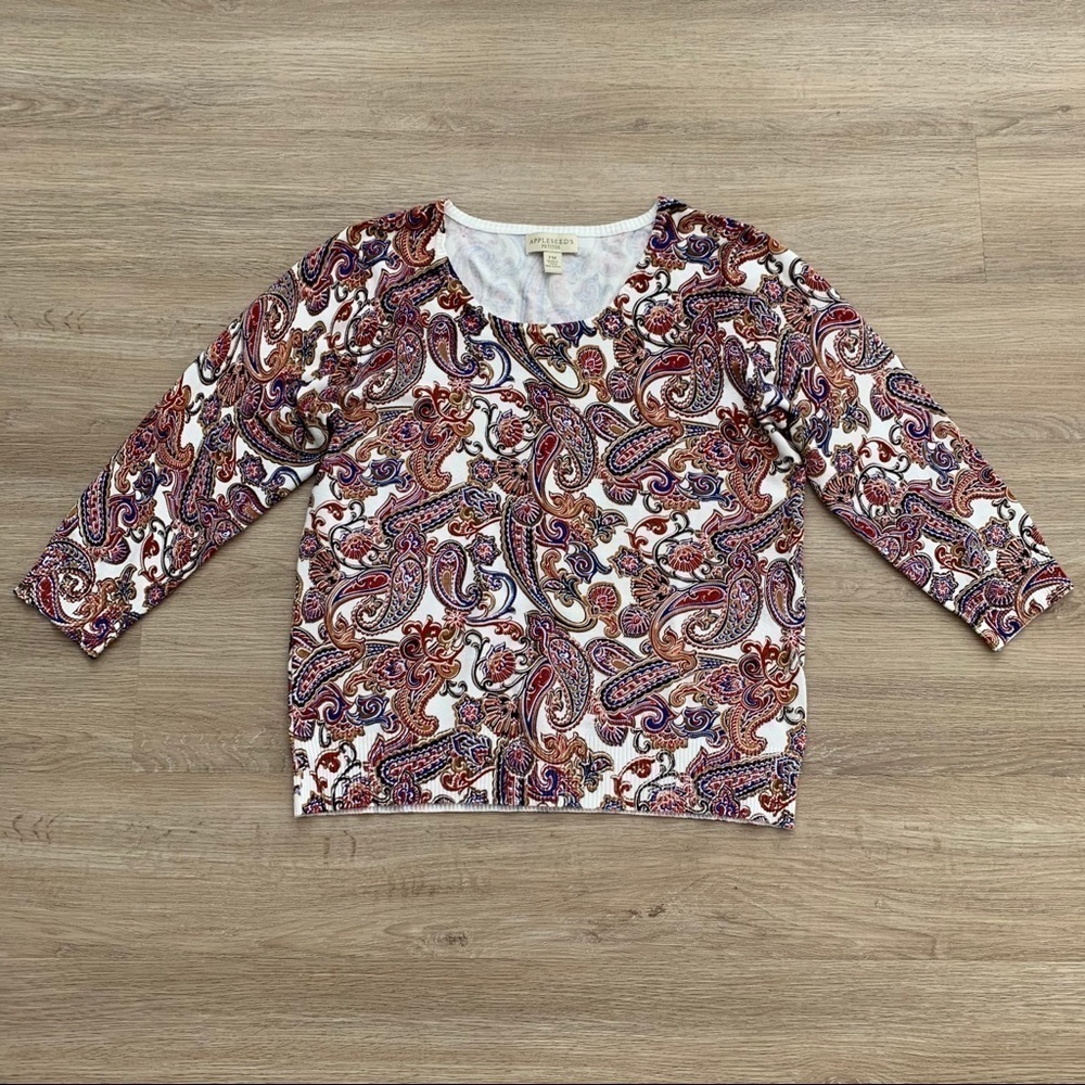 Appleseed’s Paisley Print Sweater Sz Petite M